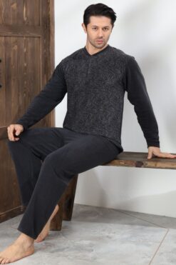 Alternative view of Ανδρική Πιτζάμα Fleece W0658 - ΜΑΥΡΟ, M