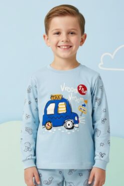 Alternative view of Παιδική Πιτζάμα Αγόρι D4002 - ΓΑΛΑΖΙΟ, 4 Ετών