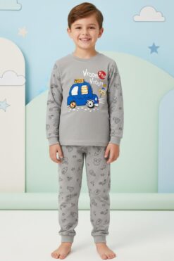 Παιδική Πιτζάμα Αγόρι G4002 - ΓΚΡΙ, 4 Ετών