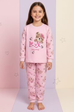 Παιδική Πιτζάμα Κορίτσι S1568 - ΡΟΖ, 9 Μηνών