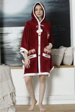 Alternative view of Ρόμπα Κάπα με Κουκούλα Fleece 13610 - ΜΠΟΡΝΤΟ, S-M