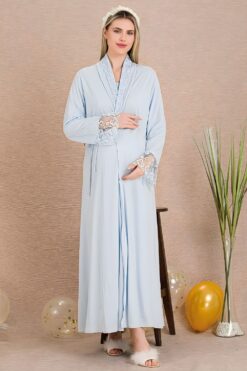 Σετ Εγκυμοσύνης Νυχτικό με Ρόμπα 33503 - ΓΑΛΑΖΙΟ, M