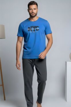 Ανδρική Πιτζάμα Sleep in Style 2808 - ΜΠΛΕ ΡΑΦ, L