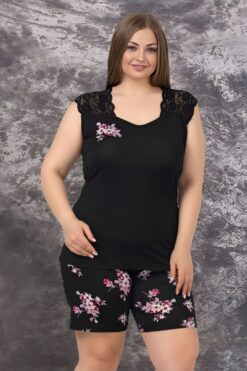 Alternative view of Γυναικεία Πιτζάμα Αμάνικη Με Σορτς 10359 - ΜΑΥΡΟ, 3XL