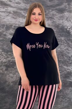 Alternative view of Γυναικεία Πιτζάμα Κάπρι Κοντό Μανίκι 10587 - ΜΑΥΡΟ, XXL