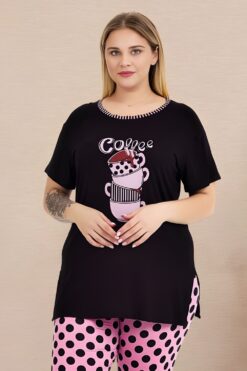 Alternative view of Γυναικεία Πιτζάμα Κάπρι Κοντό Μανίκι 10723 - ΜΑΥΡΟ, XXL