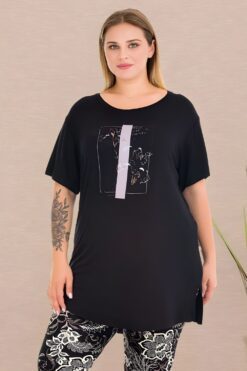 Alternative view of Γυναικεία Πιτζάμα Κάπρι Κοντό Μανίκι 10729 - ΜΑΥΡΟ, XXL