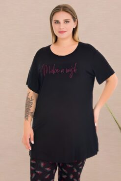 Alternative view of Γυναικεία Πιτζάμα Κάπρι Κοντό Μανίκι 10732 - ΜΑΥΡΟ, XXL