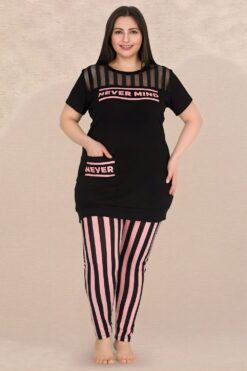 Γυναικεία Πιτζάμα Κοντό Μανίκι 10756 - ΜΑΥΡΟ, 3XL