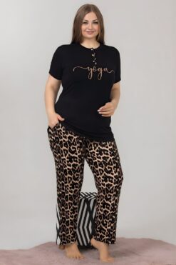 Γυναικεία Πιτζάμα Κοντό Μανίκι 10850 - ΜΑΥΡΟ, XXL