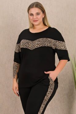 Alternative view of Γυναικεία Πιτζάμα Κοντό Μανίκι 11042 - ΜΑΥΡΟ, XXL