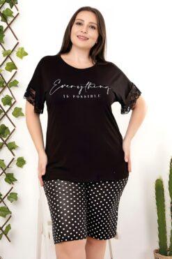 Alternative view of Γυναικεία Πιτζάμα Με Σορτσάκι 10406 - ΜΑΥΡΟ, 3XL