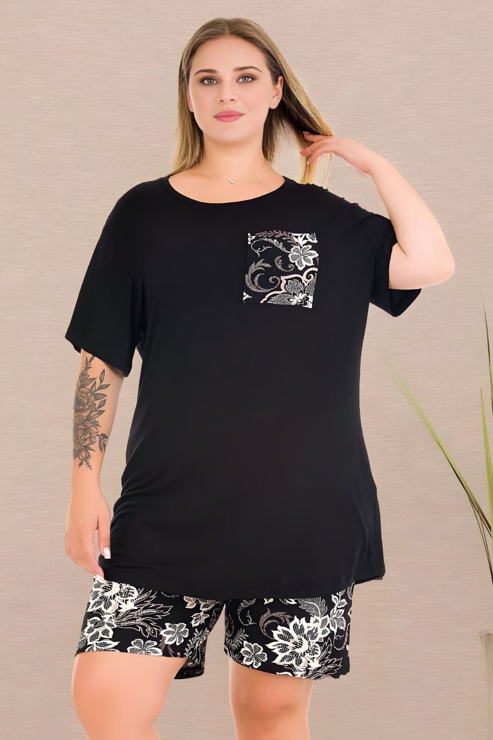 Γυναικεία Πιτζάμα Με Σορτσάκι 10437 - ΜΑΥΡΟ, XXL - Image 2
