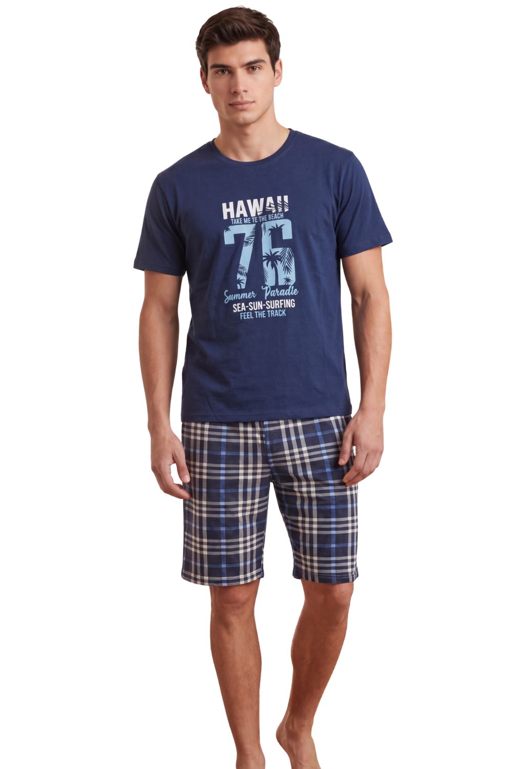 Ανδρική Καλοκαιρινή Βαμβακερή Πιτζάμα D2170 - ΜΠΛΕ, M - Image 4