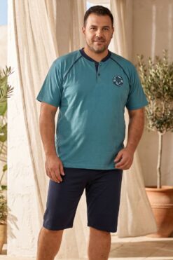 Ανδρική Βαμβακερή Πιτζάμα Καλοκαιρινή Plus Size CR0915 - ΒΕΡΑΜΑΝ, 3XL