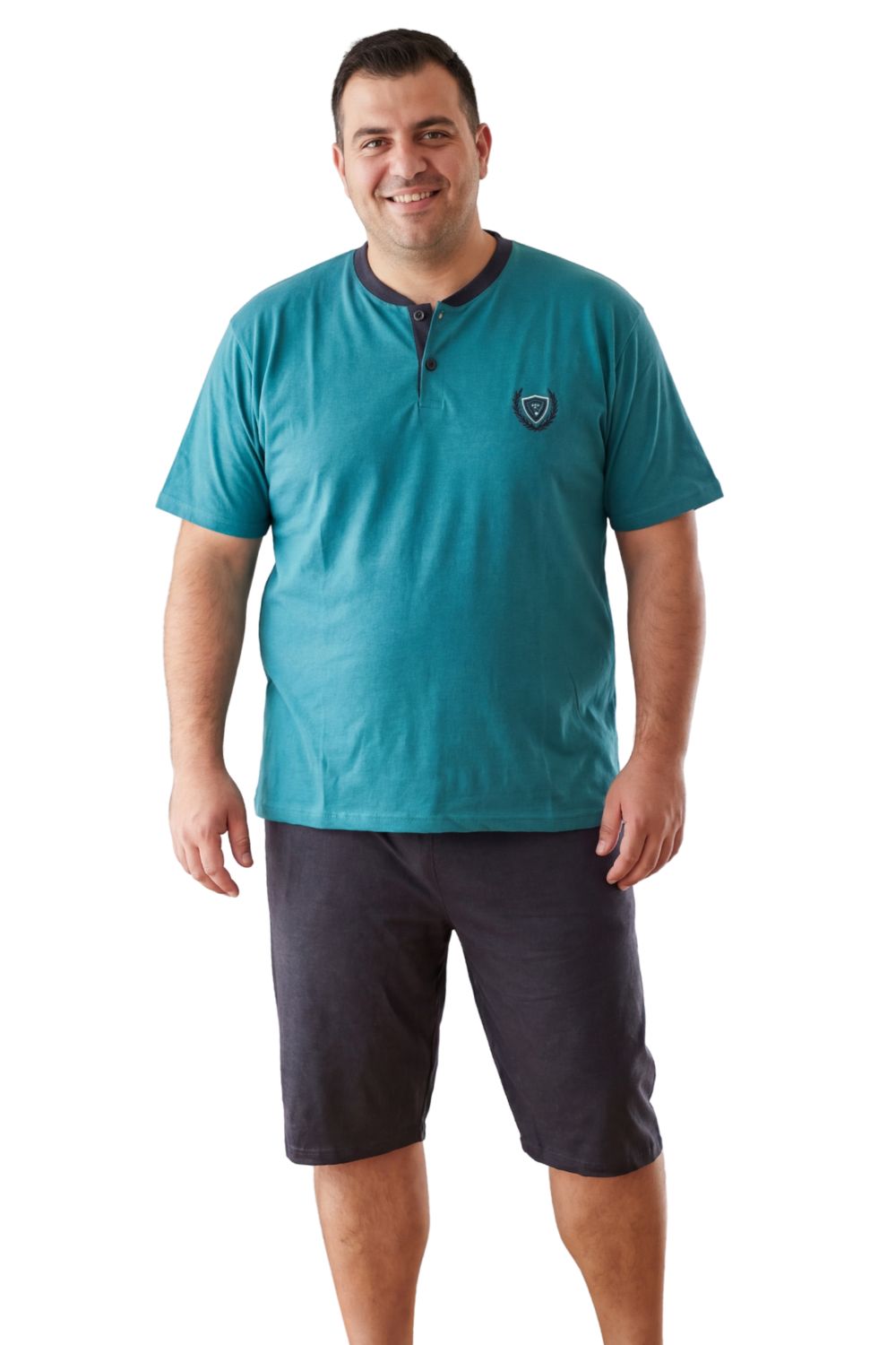 Ανδρική Βαμβακερή Πιτζάμα Καλοκαιρινή Plus Size RR1065 - ΒΕΡΑΜΑΝ, 5XL - Image 3