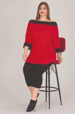 Alternative view of Γυναικεία Πιτζάμα Homewear Κάπρι Κοντό Μανίκι 10572 - ΚΟΚΚΙΝΟ, 4XL
