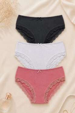 Γυναικεία Βαμβακερά Σλιπ Σε Μεγάλα Μεγέθη 3Pack Y1503 - ΠΟΛΥΧΡΩΜΟ, XXL