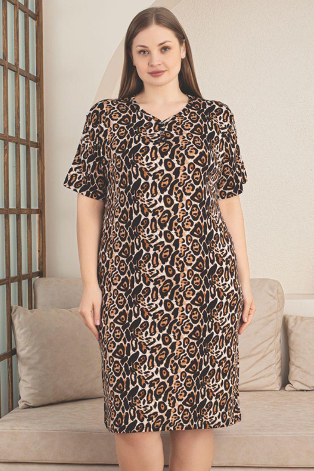 Γυναικείο Φόρεμα Homewear D5256 - ΛΕΟΠΑΡ, 3XL - Image 2