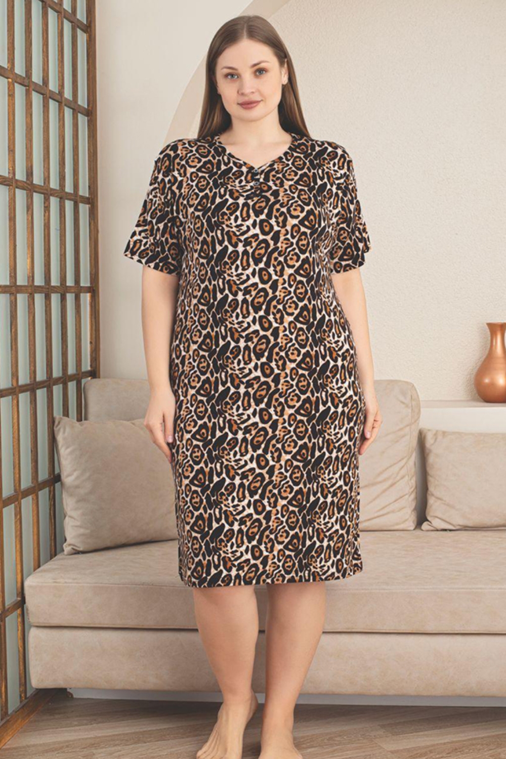 Γυναικείο Φόρεμα Homewear D5256 - ΛΕΟΠΑΡ, 3XL