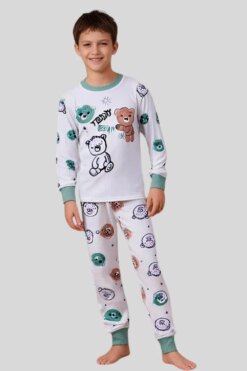 Παιδική Πιτζάμα Αγόρι Teddy Dear R10002 - ΜΕΝΤΑ, 9-12 Μ