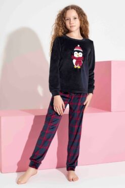 Alternative view of Παιδική Πιτζάμα Κορίτσι Homewear Βελουτέ S3152 - ΜΠΛΕ ΣΚΟΥΡΟ, 10 Ε