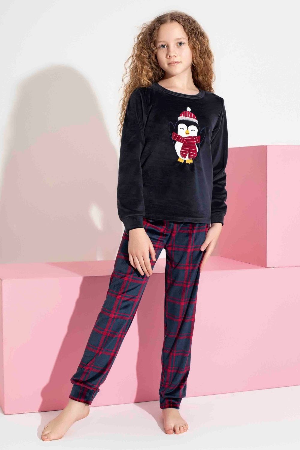 Παιδική Πιτζάμα Κορίτσι Homewear Βελουτέ S3152 - ΜΠΛΕ ΣΚΟΥΡΟ, 10 Ε - Image 2