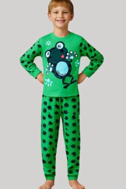 Πιτζάμα Παιδική Frog Unisex 1410 - ΠΡΑΣΙΝΟ, 9-12 Μ