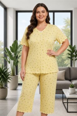 Γυναικεία Πιτζάμα Homewear με Λεμονάκια D8652 - ΚΙΤΡΙΝΟ, XL