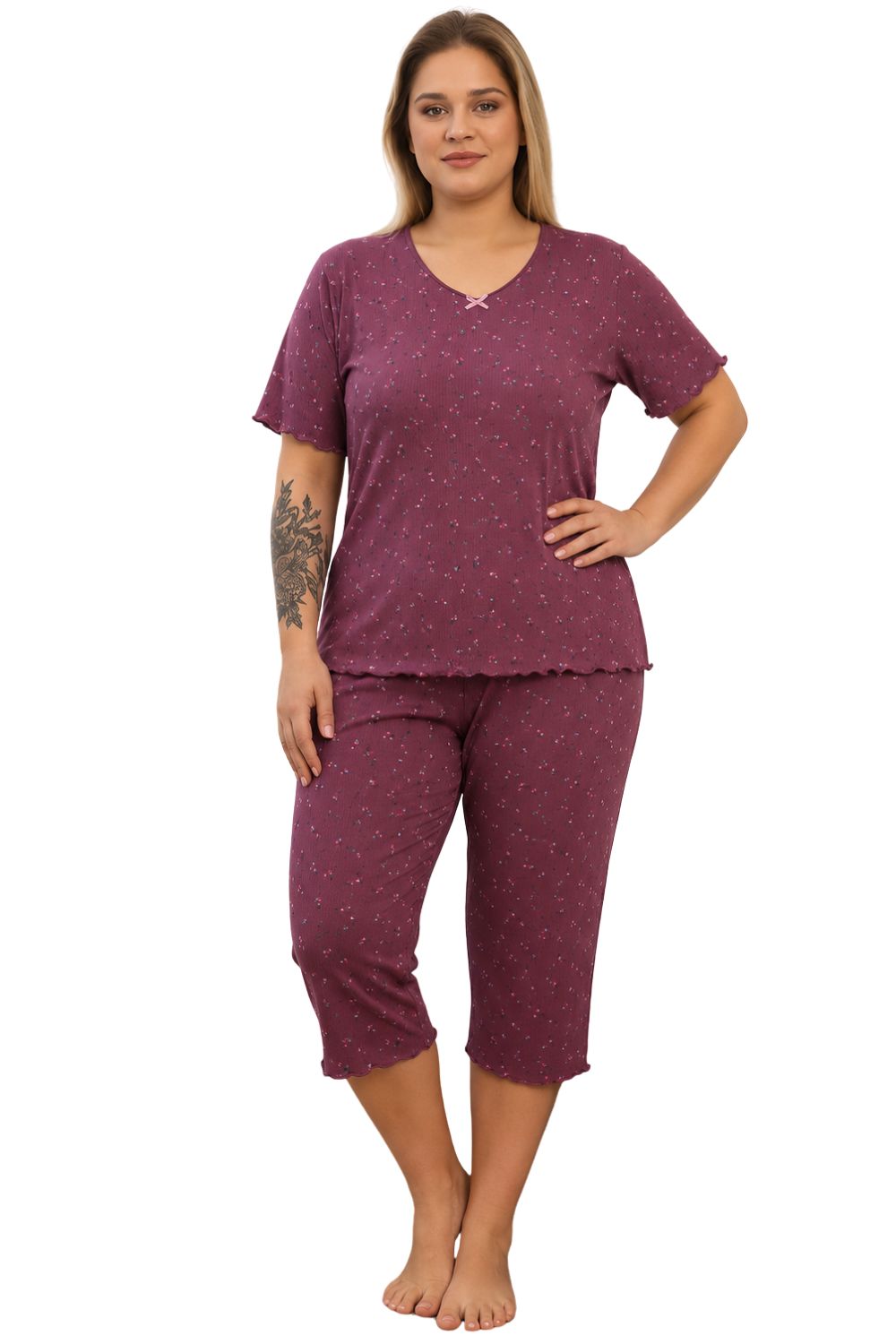 Γυναικεία Πιτζάμα Homewear με Μικρά Λουλουδάκια S8652 - VIZON, 4XL - Image 4