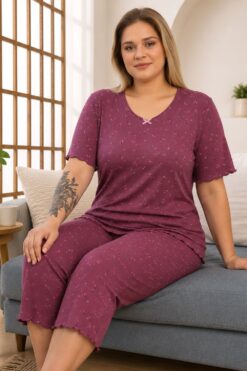 Alternative view of Γυναικεία Πιτζάμα Homewear με Μικρά Λουλουδάκια S8652 - VIZON, 3XL