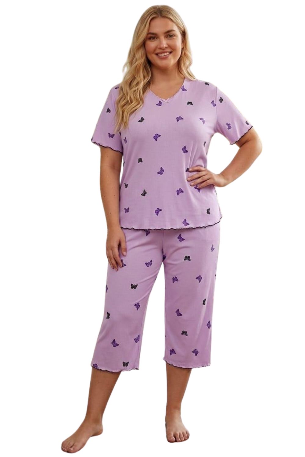 Γυναικεία Πιτζάμα Homewear με Πεταλούδες G8652 - ΛΙΛΑ, 3XL - Image 5