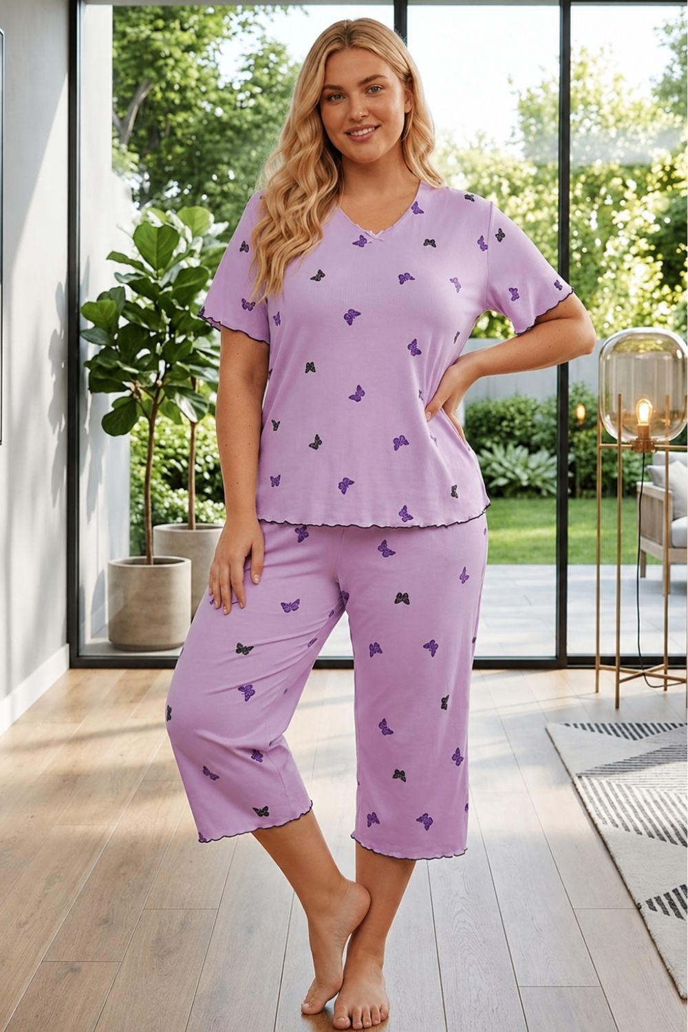Γυναικεία Πιτζάμα Homewear με Πεταλούδες G8652 - ΛΙΛΑ, 3XL - Image 3