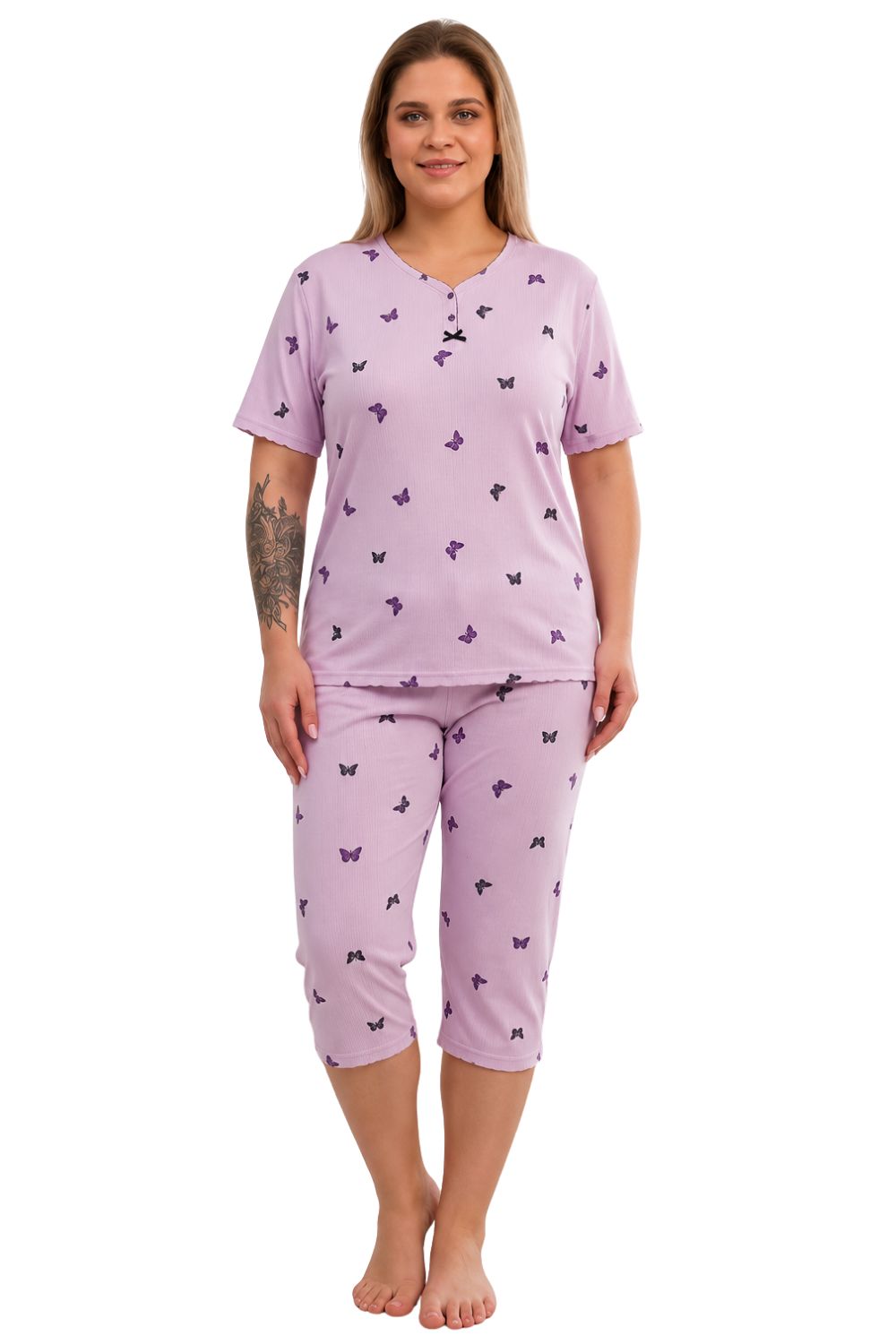 Γυναικεία Πιτζάμα Homewear με Πεταλούδες S8618 - ΛΙΛΑ, 5XL - Image 3