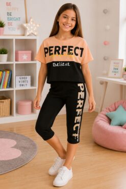 Σετ Παιδικό Μπλουζάκι Παντελονάκι Miss Perfect B0441 - ΣΟΜΟΝ, 4 Ε