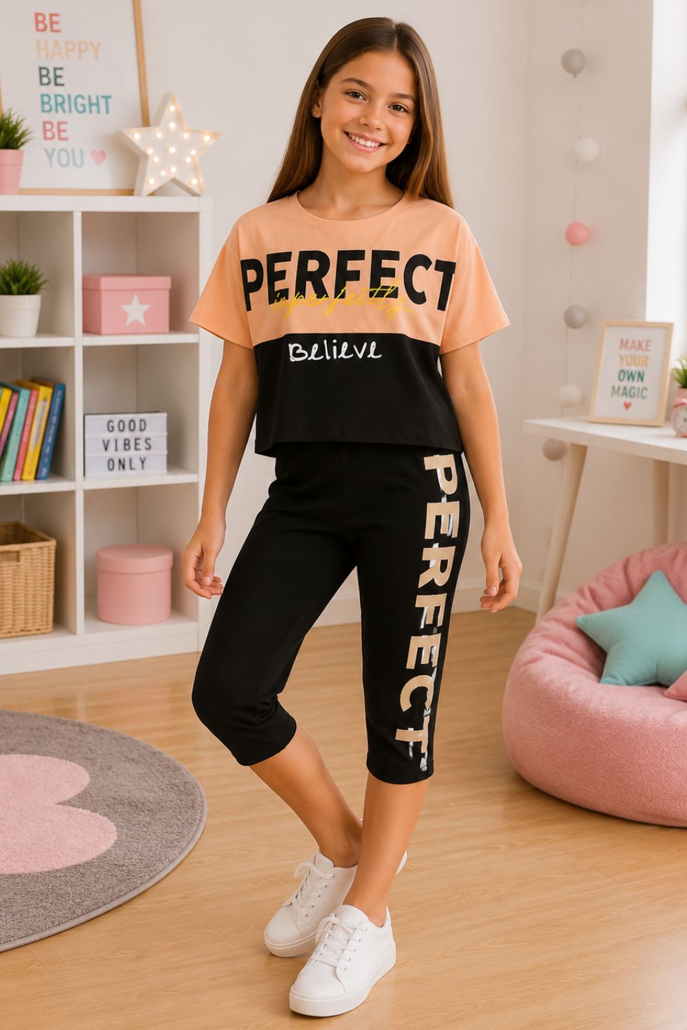 Σετ Παιδικό Μπλουζάκι Παντελονάκι Miss Perfect B0441 - ΣΟΜΟΝ, 4 Ε