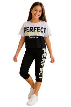 Alternative view of Σετ Παιδικό Μπλουζάκι Παντελονάκι Miss Perfect E0441 - ΛΕΥΚΟ-ΜΑΥΡΟ, 4 Ε