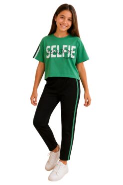 Alternative view of Σετ Παιδικό Μπλουζάκι Παντελόνι Selfie E22712 - ΠΡΑΣΙΝΟ, 11 Ε